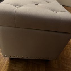 Beige Ottoman In Sturdy condition 