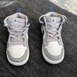 Air Jordan 1 Mid Wolf Grey/ Midnight Navy Toddler's Sneaker