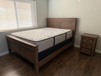 Queen Wooden Bed Frame with Nightstand