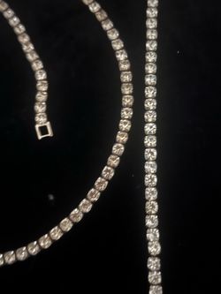 Sale:Beautiful 24 Inch Rhinestone Necklace with Matching 8 Inch Bracelet for you or Someone Special