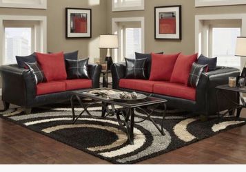 New Black and red couch and love seat!