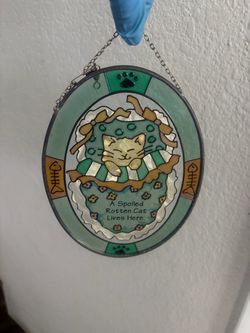 Stained Glass Cat Suncatcher Wall Hanging