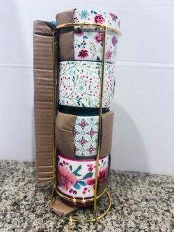 Pioneer Woman Merry Meadow New stoneware mug set 4 mugs and rack