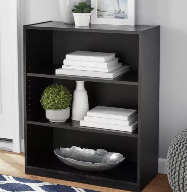 31" 3 Shelf Bookcase, Black/Oak/White