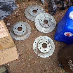 Set Of Drilled And Slotted Rotors 