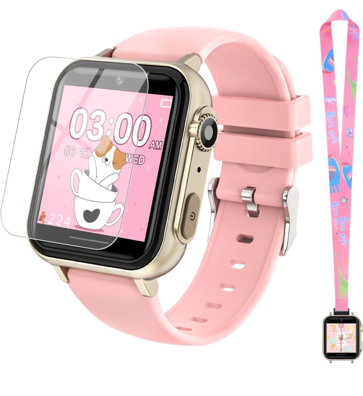 New In Box Smart Watch for Kids,Includes Screen Protector,30+Games,140Learning Cards,HD Touch Screen,Camera,Music,Pedometer-Fun&Educational Birthday G