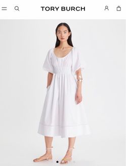 Tory Burch White Midi Dress