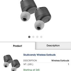 Skull Candy Wireless Earbuds 