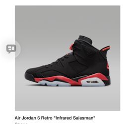 Nike Air Jordan VI 6 Retro Infrared Salesman Sample Size 9