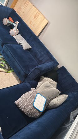 Navy blue velvet couch