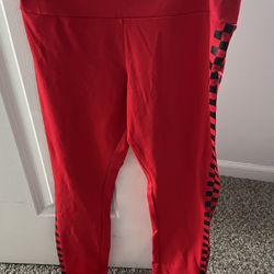 Red Checkered Leggings Size Medium