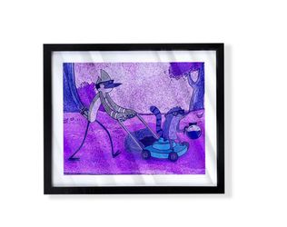 Mordecai and Rigby from regular show limited art piece on black frame