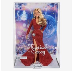 Barbie Mariah Carey Holiday Signature Christmas Doll Red Dress Carry 