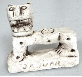 Folk art ceramic jaguar sculpture