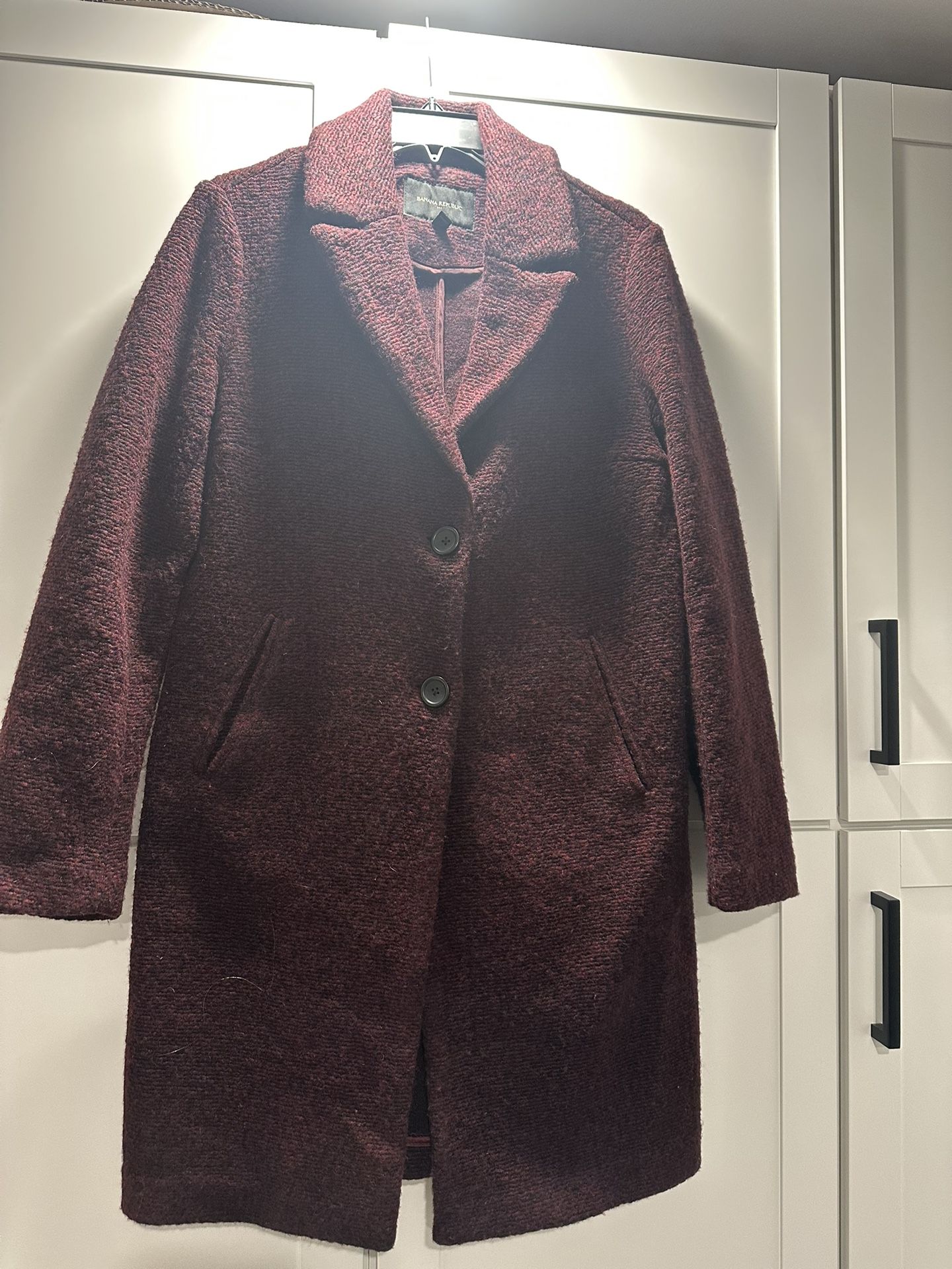 Banana Republic Burgundy Knit Wool Coat - Size S