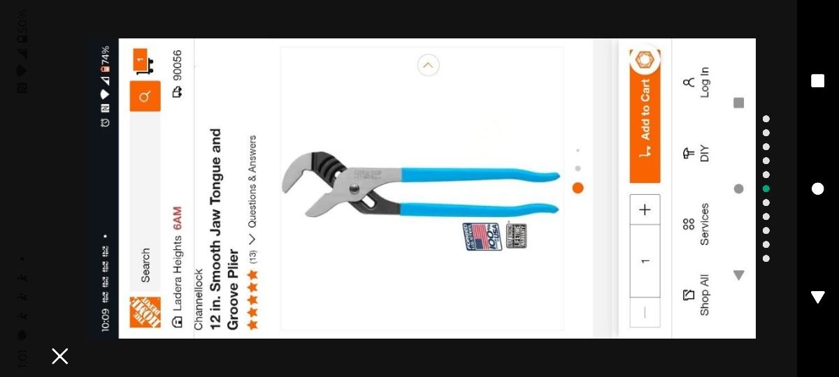 12" CHANNEL LOCK PLIERS