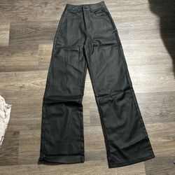 Black Faux Leather Pants – High Waist, Wide-Leg Style