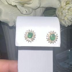 Emerald And Diamond Earrings 