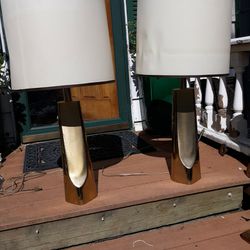 Laurel Lamps Mid Century Modern. "Lipstick" Shaped Retro Vintage Brass Lamps 3ft Tall.