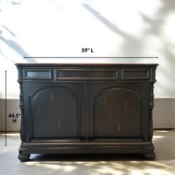 Habersham Vintage Dark Brown Distressed Wooden Mahogany Wine Bar Cabinet Console Sideboard