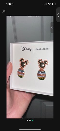 NEW In Box Disney Easter Egg Gold Earrings 