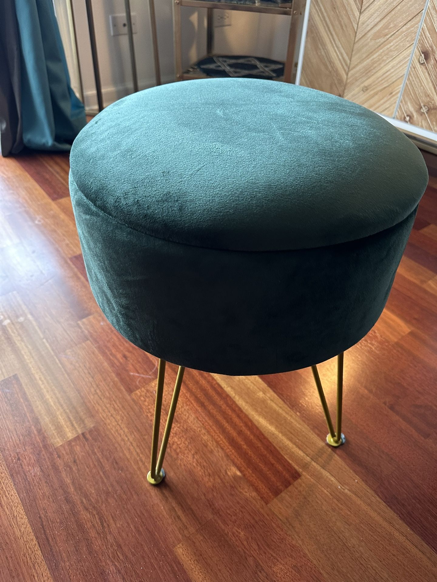Velvet Round Ottoman With Storage