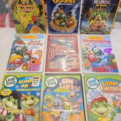 9X Jimmy Neutron Wiggles Veggie Tales Leap Frog Learning Daycare Homeschool DVD Movies Set