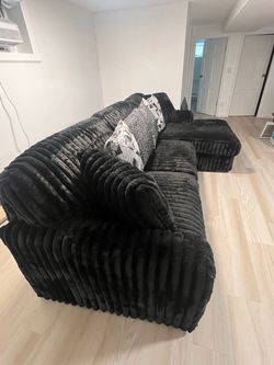 Black Fabric Sectional Sofa Set