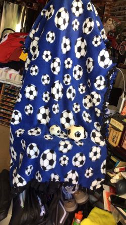 Baby soccer blanket and coin bank soccer ball