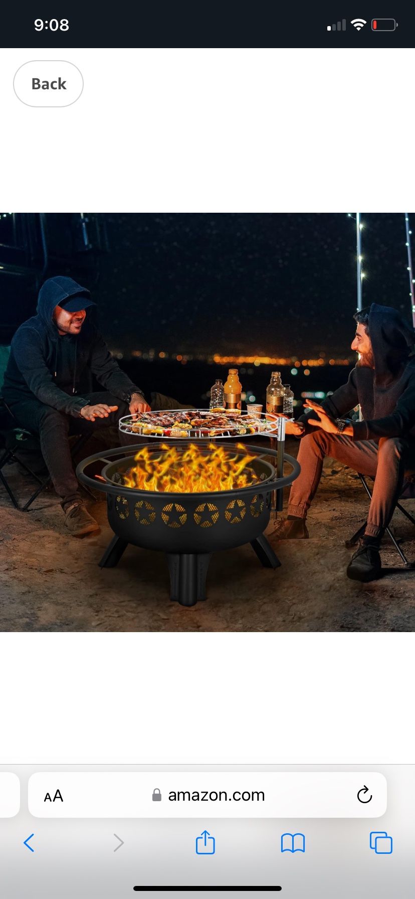 Hykolity 2 in 1 Fire Pit with Grill, Large 31" Wood Burning Fire Pit with Swivel Cooking Grate Outdoor Firepit for Backyard Bonfire Patio Outside Picn