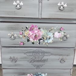 Grey Floral Dresser 