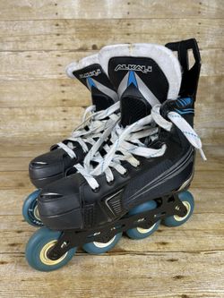 ALKALI Junior Size 6 Hockey Style Black & Blue Inline Skates Rollerblades - Gift 