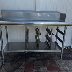 Dish Table - with underneath shelf - ALL STAINLESS STEEL - Restaurant Equipment   $325  66” x 30”