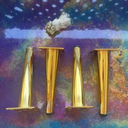 Gold Furniture Legs 4 Inch, Metal Sofa Legs Round Tapered Oblique Table Legs Mid Century Modern Heavy Duty Legs for Furniture Set of 4 Dresser Feet fo