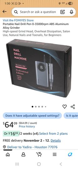 Portable Nail Drill Pen 0-35000rpm ABS Aluminum Alloy Grinder
High-speed Grind Head, Overheat Dissipation, Salon Use, Natural Nails and Toenails, for