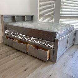Queen Bed And Drawers With Mattress 