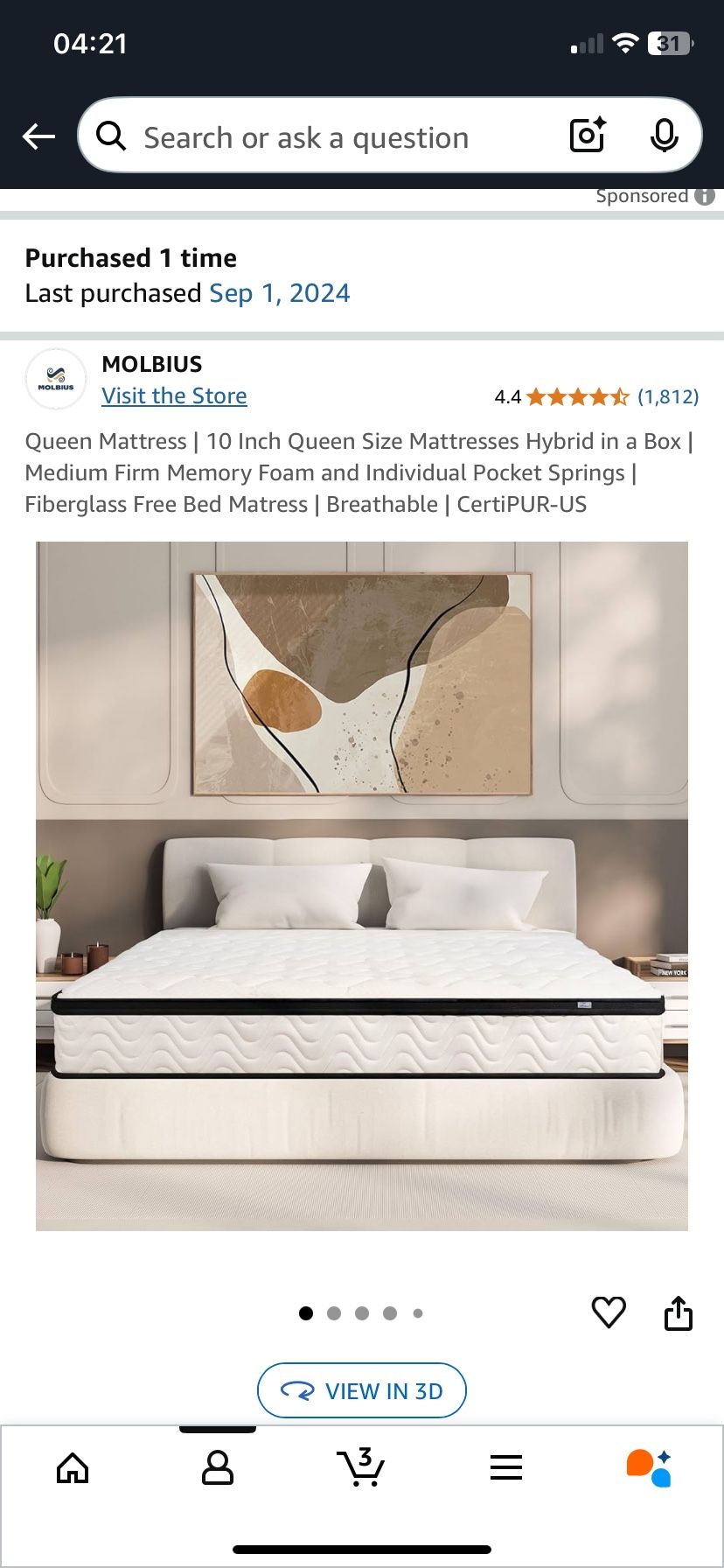 Queen bed Mattress and Bed frame
