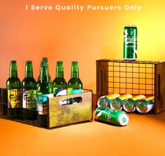 Wooden Baskets,Gifts for beer lovers or Storage,Wooden Beer Basket For Storing Beer,Designed For Bars,Birthday Parties.(Pack of 2)(One Big and One Sam