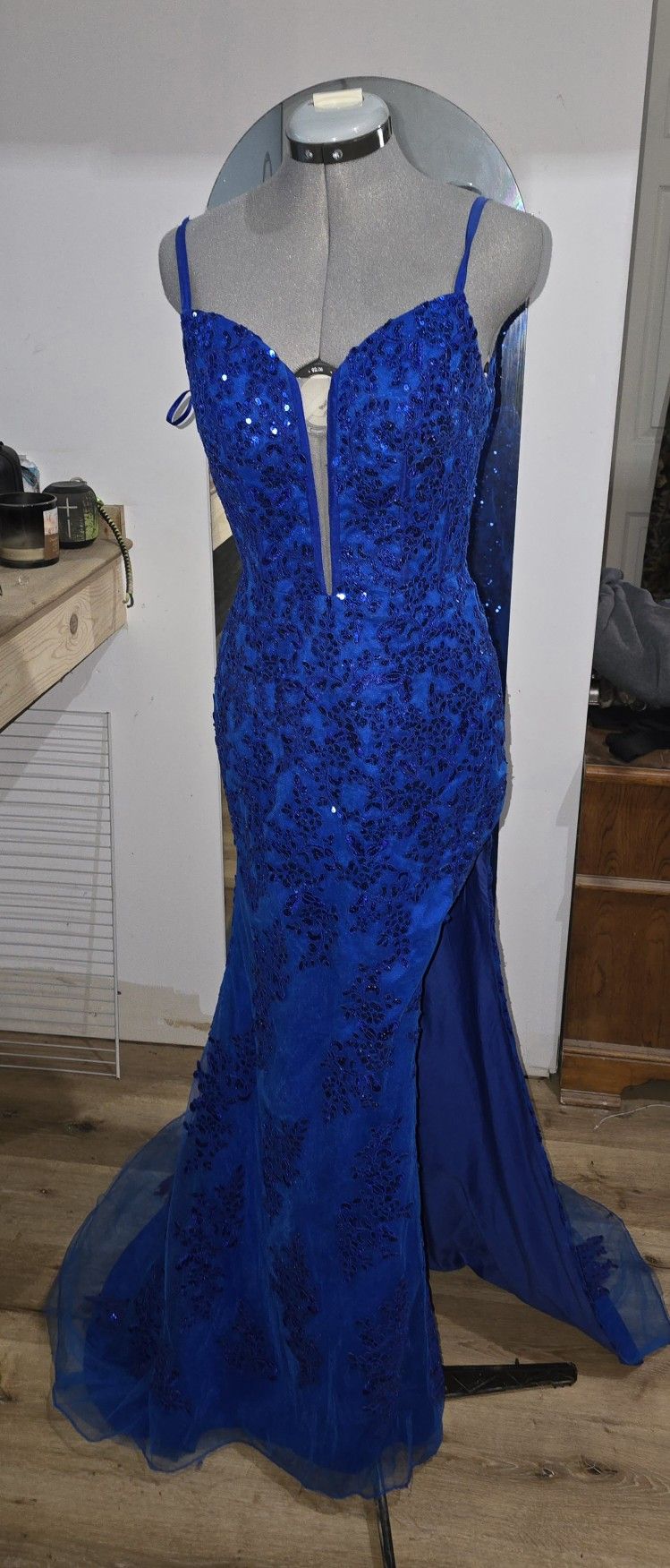 Royal Blue Sequence Formal Dress, Size Small