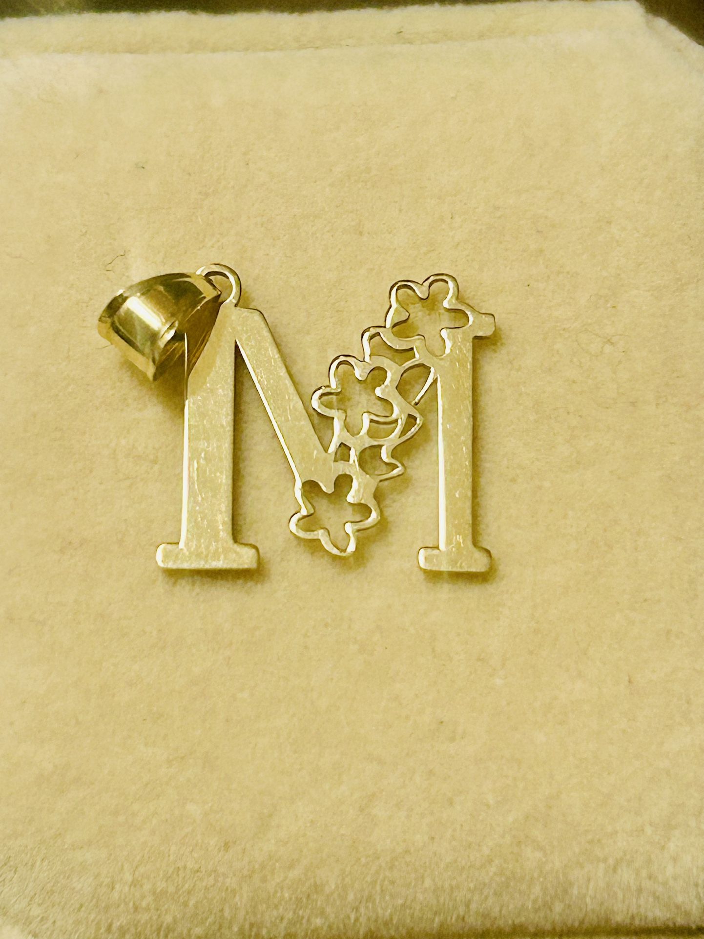 18k Real Gold Initial “M” Pendant