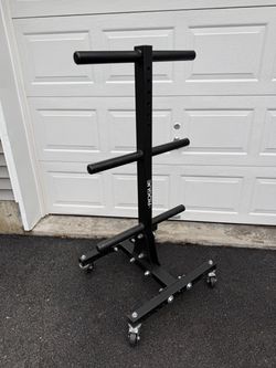 Rogue Fitness Olympic Weight Plate Storage Tree with wheels