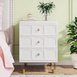 SIMPLE ELEGANCE! White and Gold Nightstand