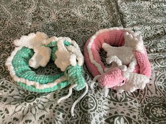 Pastel mint blue and pink Crochet Dragons