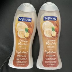 2x Softsoap creamy Moisture body wash butter shea almond oil