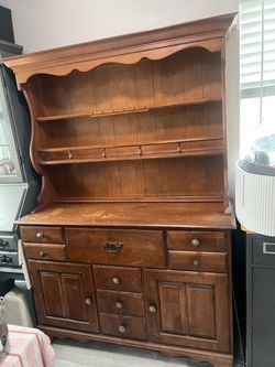 Temple Stuart Wood hutch cabinet $70