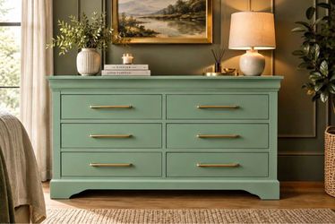 Dresser - Sage Green Dresser with Rose Gold Hardware