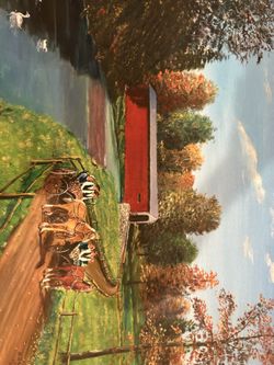 Original Oil Painting Amish Scene by Henry Loewen