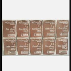 10x 1g Silver Bars BARTERING SILVER.999 Fine Silver Bars