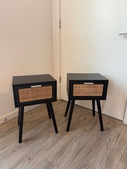 Set of 2 Night Stands Brand New Perfect Condition Black Rattan End Tables