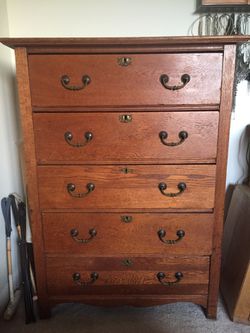 Tall Antique 5 Drawer Dresser